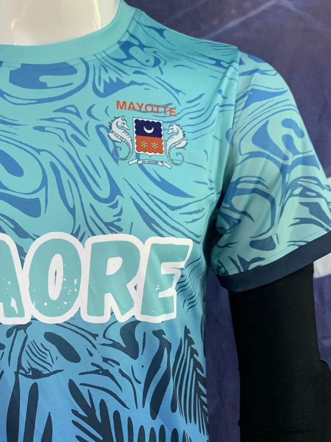 Maillot mayotte bleu turquoise à motif palmier - Enfant